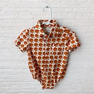 SweetHoney // Orange Sports Helmet Button Down Shirt Retro Style